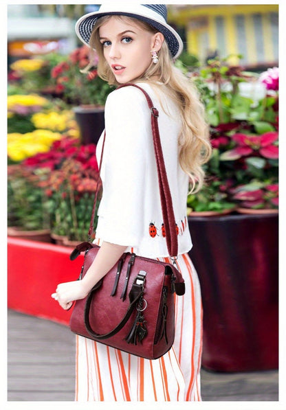 4pcs Vintage Handbag, Adjustable Strap, Casual Handbag
