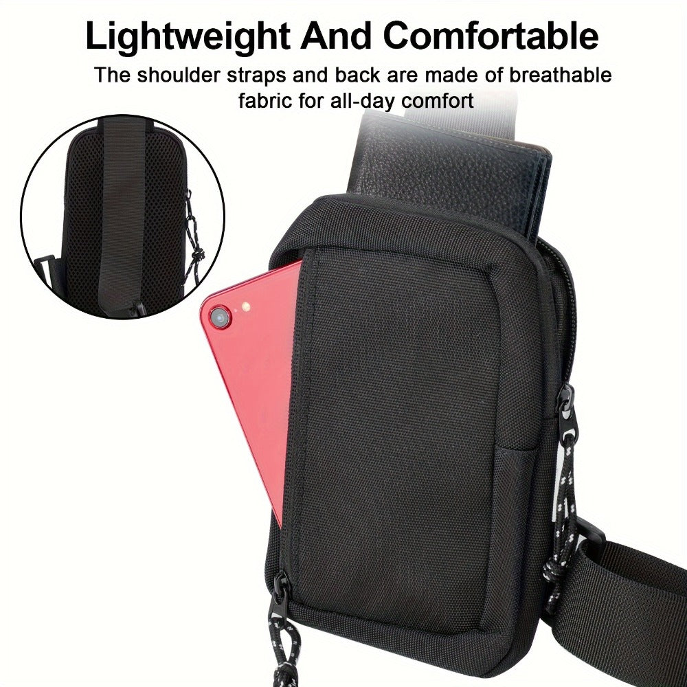Black Sports Sling Bag for Men & Women, Adjustable Strap, Lightweight Crossbody Chest Pack for Travel, Hiking, Gym & Daily Use, Active Lifestyle Gear | Antiscratch Material