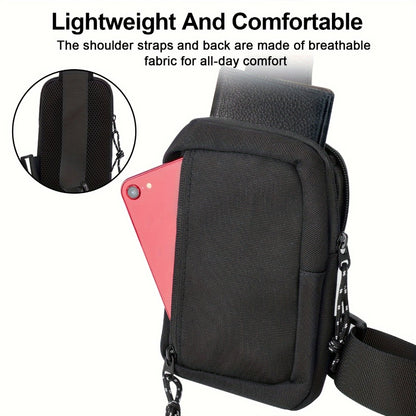 Black Sports Sling Bag for Men & Women, Adjustable Strap, Lightweight Crossbody Chest Pack for Travel, Hiking, Gym & Daily Use, Active Lifestyle Gear | Antiscratch Material