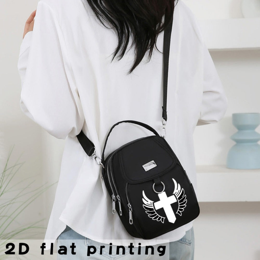 1pc [2D Flat Printing] Angel's Arrow Pattern Business Trip Messenger Bag Versatile Portable Messenger Bag Casual Fun Bag Single Shoulder Outer Neutral Bag Mobile Phone Bag Leisure Commuting, 2D Flat