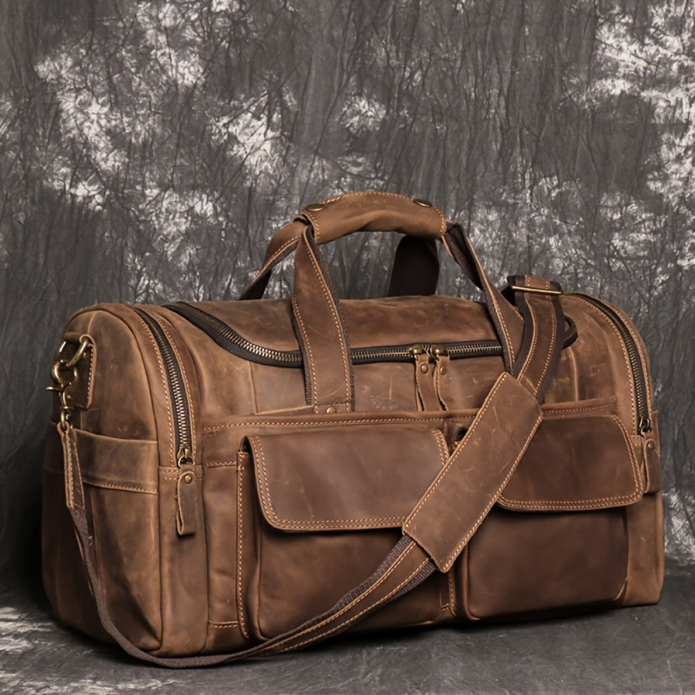 Gym Duffel Bag – Genuine Leather, Large Capacity, Multi-Pocket, for Travel & Work | Bag Vero – detail view 2