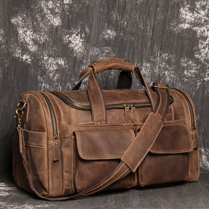 Gym Duffel Bag – Genuine Leather, Large Capacity, Multi-Pocket, for Travel & Work | Bag Vero – detail view 2