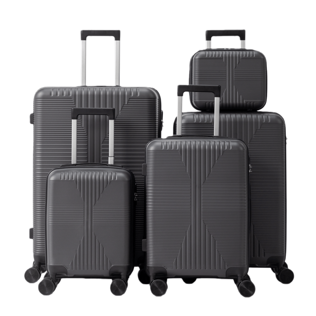 Luggage Sets, 5 Piece PP Durable Suitcase Set with Spinner Wheels, 5 Pcs Hard Shell Lightweight Luggage, Large Checked Travel Suitcases, 12/16/20/24/28 Inch, For short trips, returning to school, business trips, Gift