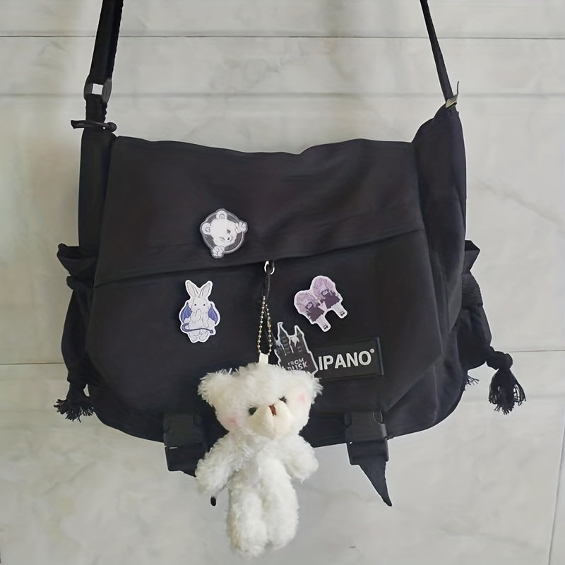 INS Viral Harajuku-Style Fashion Crossbody Bag: Unisex And Versatile, Ideal for Teen Students, Comes with Badge Charms - Perfect As a Holiday Gift