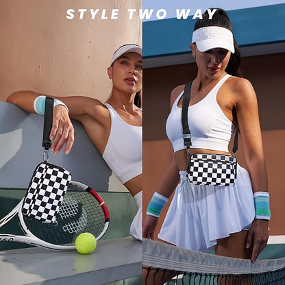 2pcs Bags Checkered Crossbody Bum Bag& Wristlet Wallets Checkered Set Belt Bag with Shoulder Strap Adjustable Crossbody Bag Spacious Spacious Purse for Essentials Plus Size Friendly Strap Large Sling Bag Travel Handbags Checkered Belt Bag