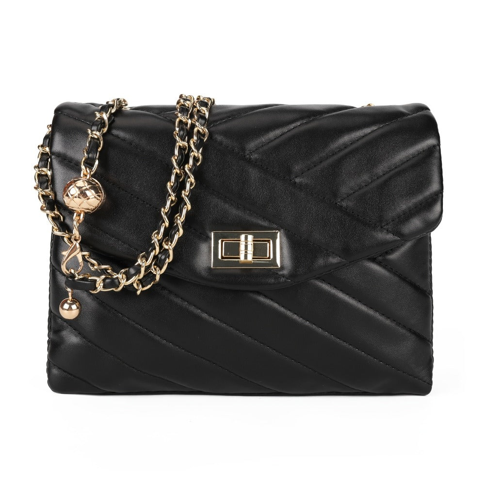 New Fashion Diamond Lattice Soft Chain Bag, Leisure And Easy with Pure Color PU Ladies Daily Travel Crossbody Bag