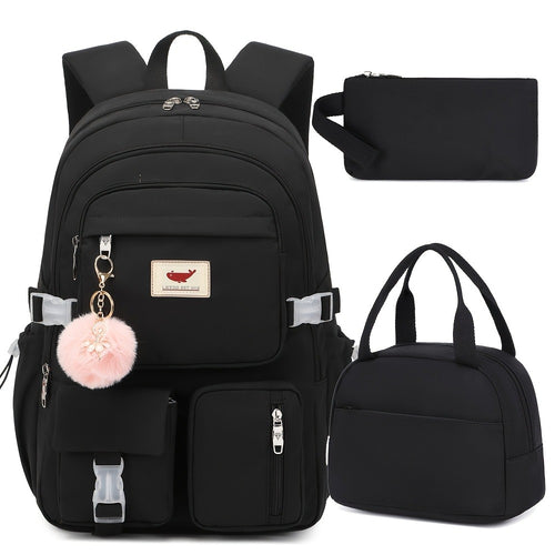 ALLC- Student Backpack -3pcs- Women'S Backpack With Lunch Bag And Pen Bag 15.6 "Laptop Backpack College Backpack Cute Backpack For Men'S Backpack For Women College Students, Black, Laptop Backpack