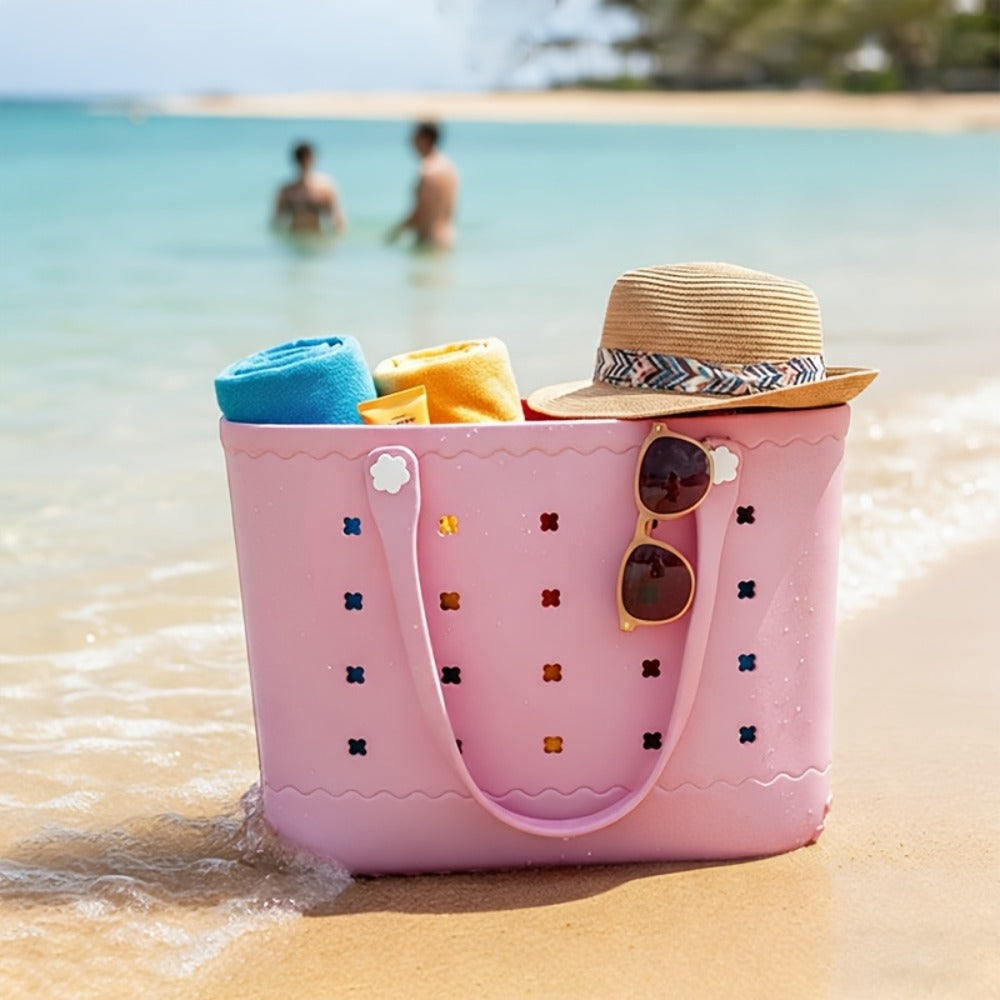 [Beach Essentials Gift] New Spring EVA Tote Bag High Quality Beach Bag, Spill-Proof, Easy to Clean Sturdy And Durable Tote Bag Extra-Large Capacity for Shopping, Travel, Parties, Outdoor Activities, Beach Essentials Perfect New Year Gift for Loved Ones An