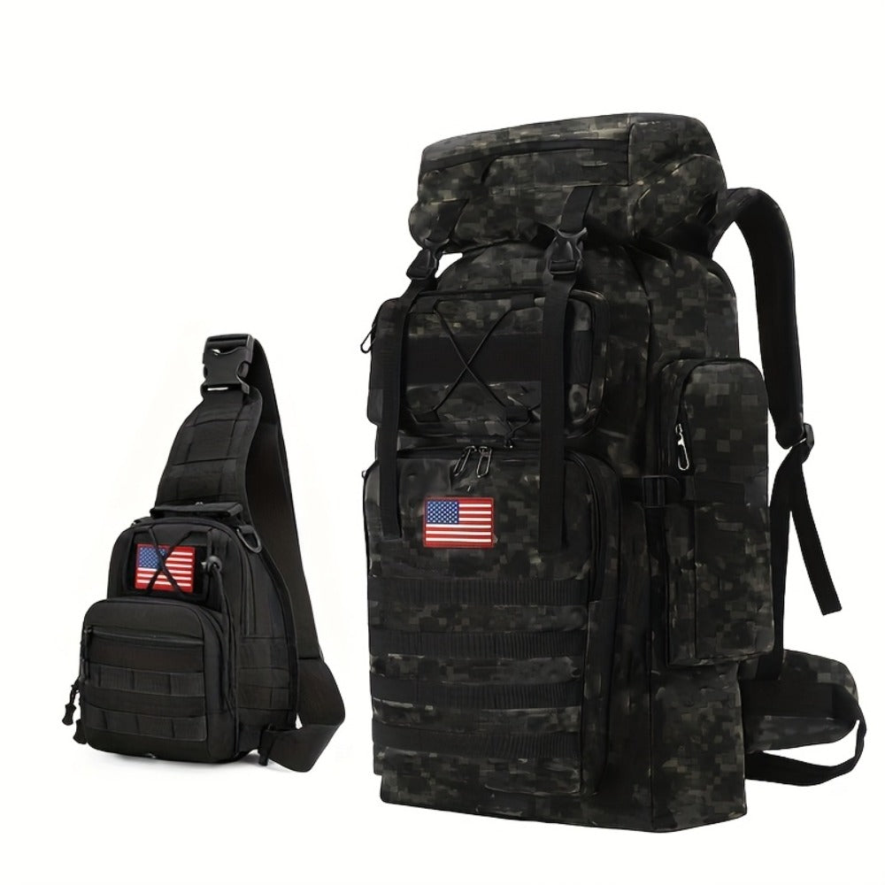 Tactical Outdoor Backpack Unisex, 21.13gal Large Capacity Molle System Rucksack, Multi - Pocket Camping Backpack with Durable 600D Fabric, Ideal for Hiking, Camping, Outdoor Adventures