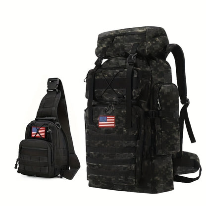 Tactical Outdoor Backpack Unisex, 21.13gal Large Capacity Molle System Rucksack, Multi - Pocket Camping Backpack with Durable 600D Fabric, Ideal for Hiking, Camping, Outdoor Adventures