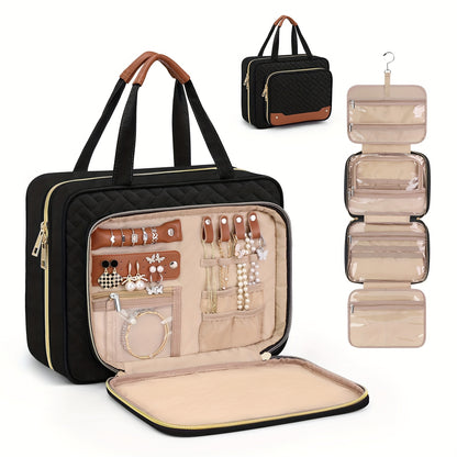 [Travel Weekender Bag] Toiletry Bag With Hanging Hook Jewelry Organizer Makeup Cosmetic For Travel Weekender 12''*4.3''*9'' For Women Wife Cruise
