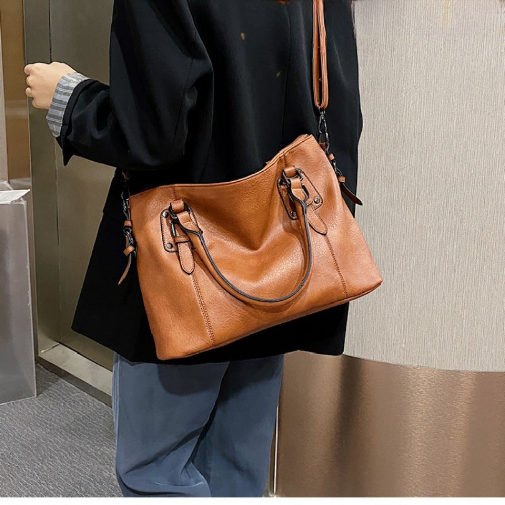 Women's Large Capacity Vintage Crossbody Bag with Detachable Strap - Zipper Closure Handbag Suitable for, Travel, Everyday Use - & -Care (Not Machine Washable) - Purse