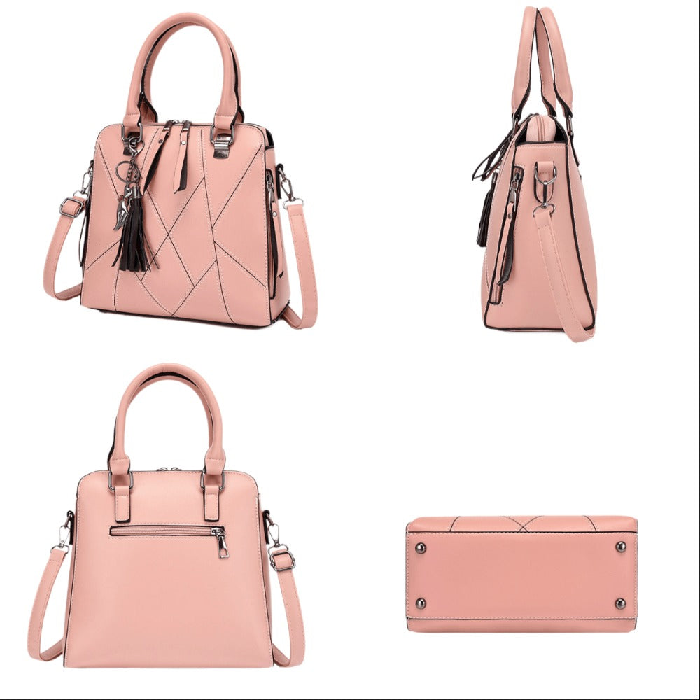 2026 4pcs Set PU Minimalist Style Women's Bag Set, Lightweight Women's Shoulder Bag, Large Capacity Women's Crossbody Bag Tote Bag with Cat Tassel Decoration, Suitable As A Gift, Game Day Bag, Football Fan Gear for All Fans