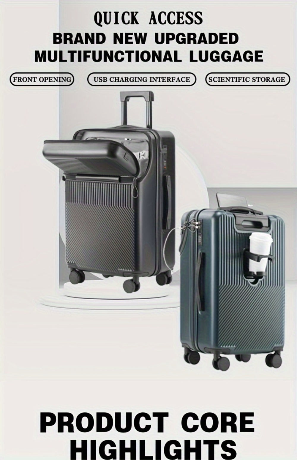 All-purpose Luggage Is A Must-have for Travel. 20-inch Luggage Is Available with USB