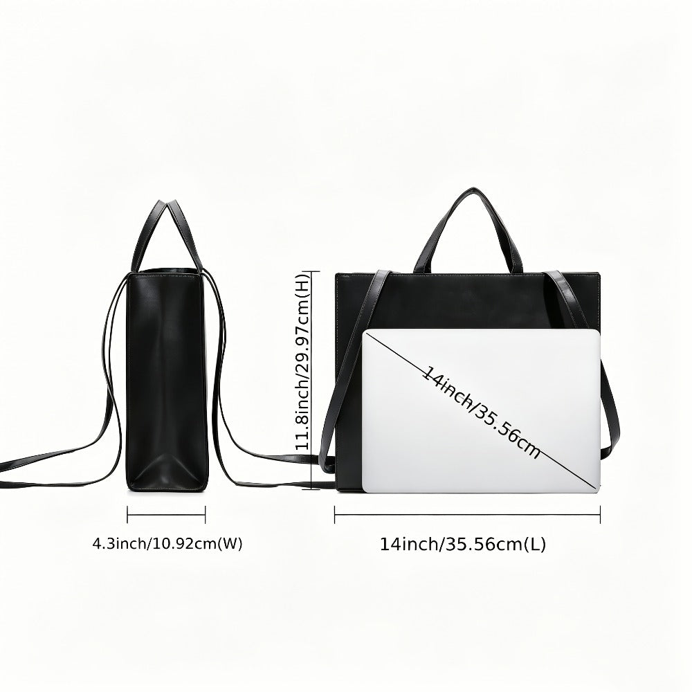 RAGSTO Women's Fashion Large Black Tote Bag, Embossed with "TOTE BAG" Lettering, High-Capacity Women's Shoulder/Underarm Bag, Work Bag, Lightweight and Durable Crossbody Handbag, Fixed Shoulder Strap, Ideal for Travel, Shopping, and Work
