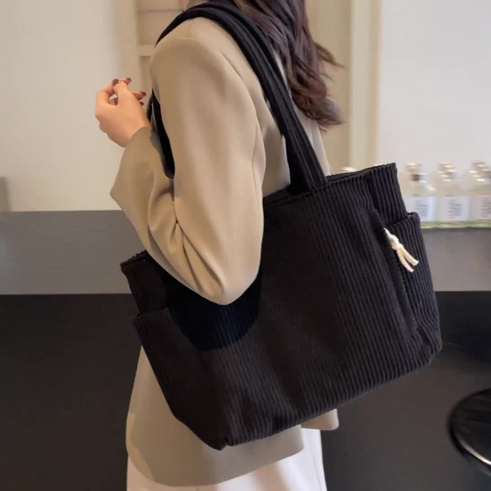 Tote Bag for Women – Corduroy, Lightweight, Large Capacity, for Work & Everyday Use | Bag Vero – detail view 6