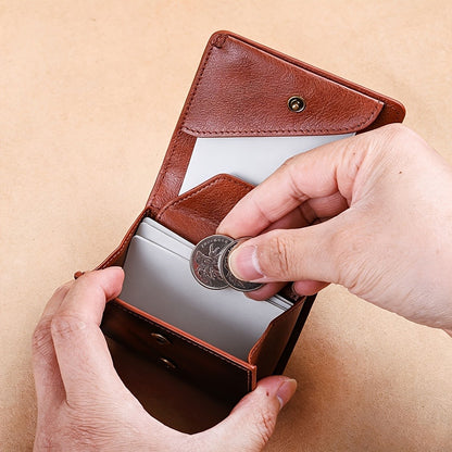New Top Layer Cowhide Retro Men'S Wallet, Anti-theft Brush Multi-functional Small Wallet, Can Hold Banknotes, Credit Cards, Coins, Multi-card Position Genuine Leather Wallet Gift