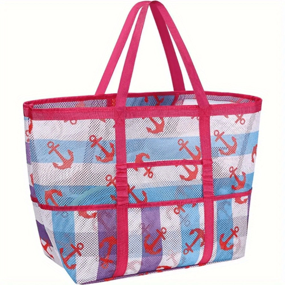 One Extra-Large Mesh Beach Tote Bag That Is Foldable And Easy to Carry, Perfect for Pool Outings, Boat Trips,, And Vacation Necessities. This Lightweight Swim Bag Features a Zipper And Additional Pockets for Organizing Your Essentials
