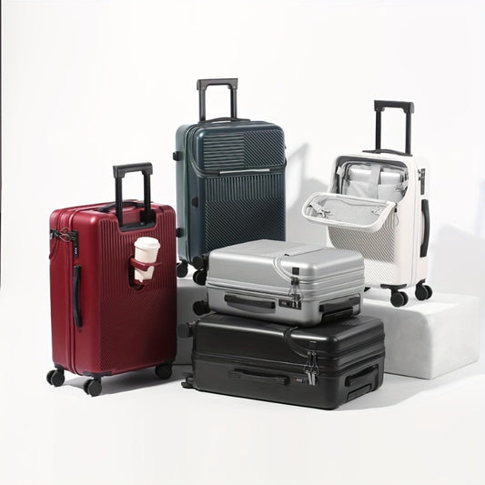 One Piece of Business Luggage Designed for Women, Featuring a Small 20-Inch Size Suitable for Boarding, a Lightweight Trolley Case with a Cup Holder, And a 24-Inch Travel Case Suitable for Both Men And Women Students