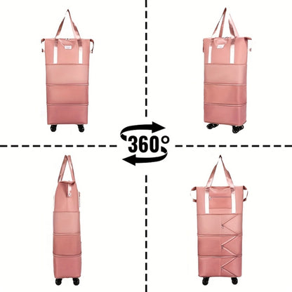 1pc Oxford Fabric Travel Bag - Multifunctional Wheeled Luggage Duffle Bag for Men & Women, with 4 Removable 360° Wheels, Expandable & Foldable Carry-On Luggage, Extra-Large Capacity, Suitable for Moving, Travel & Clothing Storage
