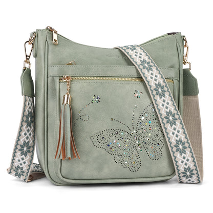 [Vintage Pattern Bag] Pattern Vintage Style Crossbody Bag Adjustable Shoulder Strap Fashion Handbag for Daily And Travel Use ( Purple Brown) Mom Gift Timeless Daily