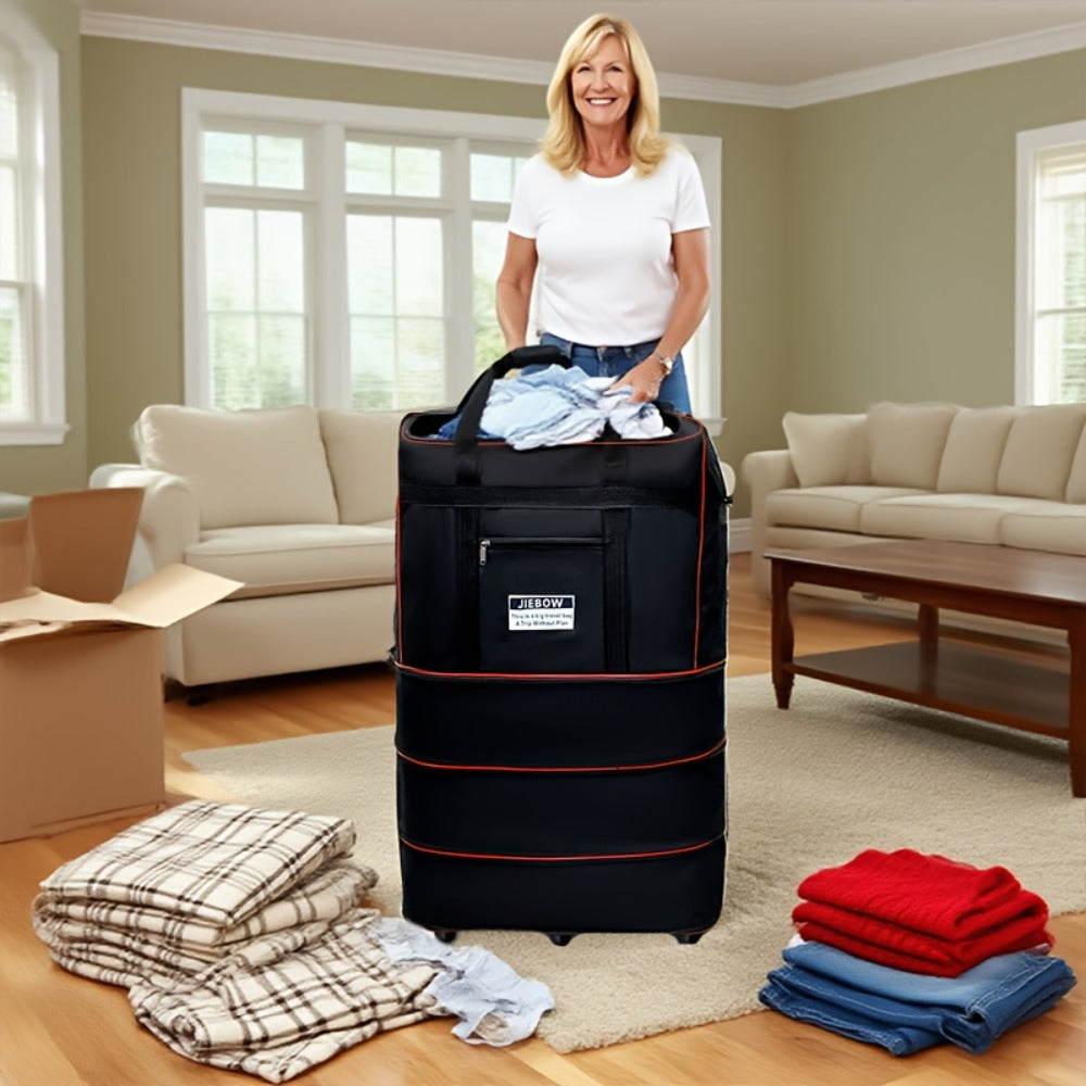 Large-capacity Expandable Wheeled Travel Duffel Bag, Foldable Luggage Bag. It Is An Ideal Choice for Business Trips, Studying Abroad And Vacations, And Can Also Be Used for Storing Clothes And Quilts During Moving. This Travel Bag