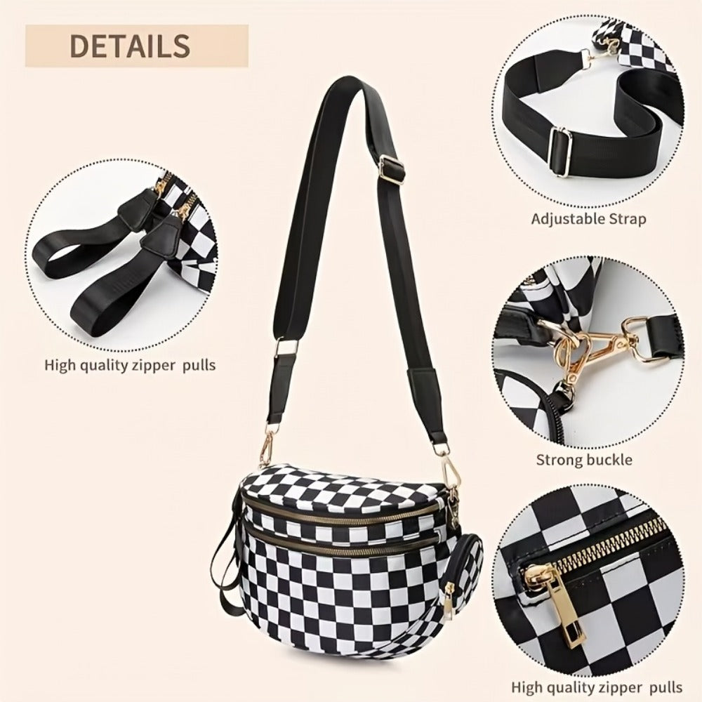 Crossbody Bag for Women – for Travel & Everyday Use, Detachable Strap Plaid Multi | Bag Vero – detail view 14