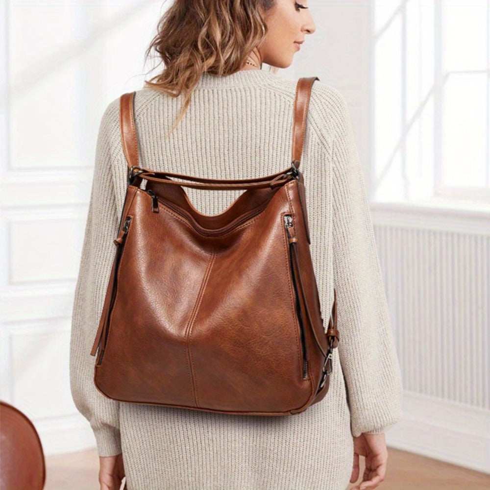 3pcs Women's Set Bag - Large Capacity Solid Color Shoulder Bag Set Backpack Multiple Ways to Carry Daily Commute