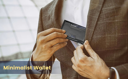 Wallet for Men, Mens Wallet Minimalist Slim Wallet, RFID Blocking Smart Pop Up Wallet with Money Clip & ID Window, Metal Compact Wallet, Aluminum Credit Card Holder Slim Leather Wallet Best Gift