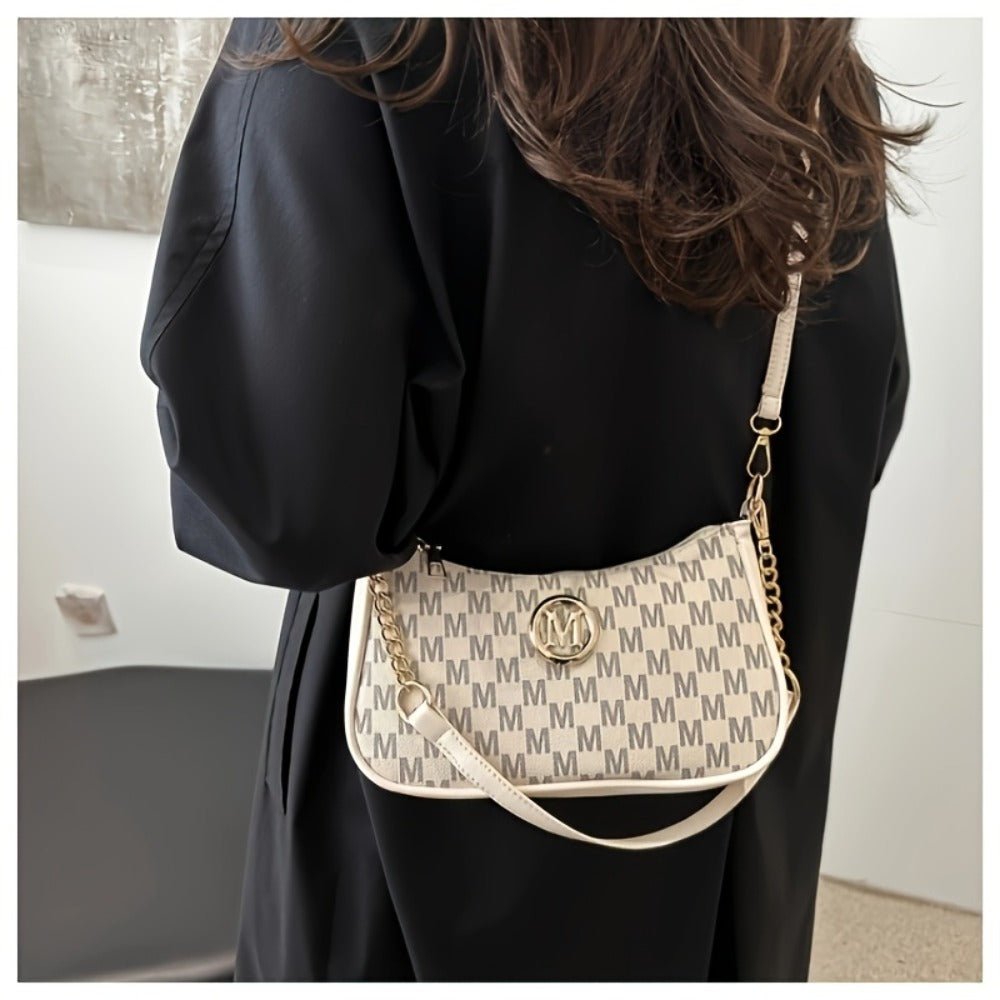 Vintage Style PU Crossbody Bag with Two Shoulder Straps, Can Be Worn On One Shoulder Across The Body, Adjustable, Removable Shoulder Strap, with Zipper Closure, Nylon Lining, Foldable Design, Women's Secure Zipper Bag Purse