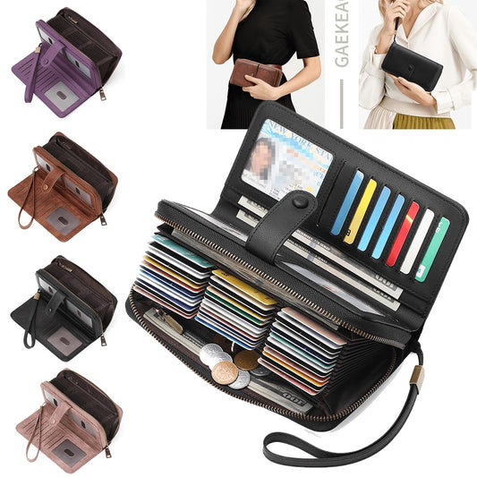 Wallets for Women, RFID Blocking Large Capacity Wristlet Clutch with 45 Card Slots & Zipper Pocket, Detachable Strap Handbag, Gift for Office Workers & Travelers