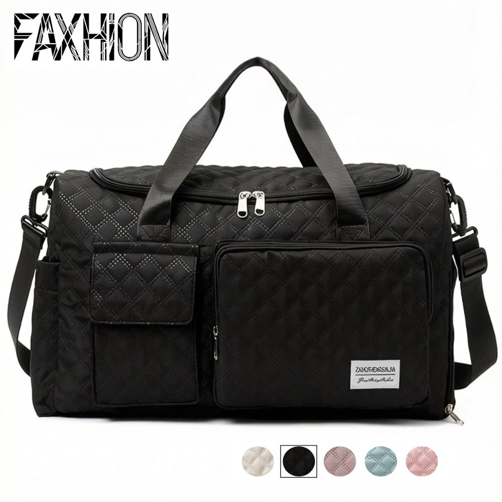 FAXHION Travel Gym Bag, Diamond Pattern, Portable Large Capacity, Sturdy And Durable, Can Be Carried by Hand Or Worn on The Shoulder, Easy And Stylish