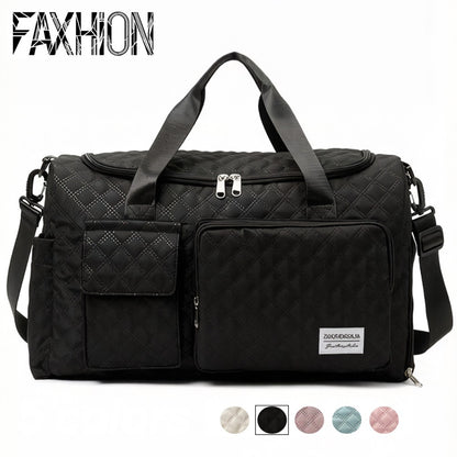 FAXHION Travel Gym Bag, Diamond Pattern, Portable Large Capacity, Sturdy And Durable, Can Be Carried by Hand Or Worn on The Shoulder, Easy And Stylish