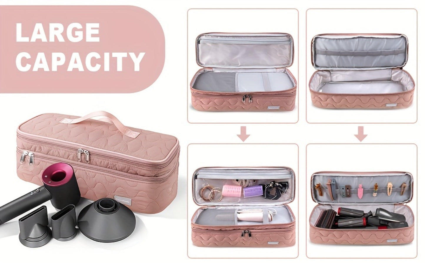 Lychii Double-Layer Travel Carrying Case Bag, Shark Flexstyle Carrying Case for Revlon One-Step Hair Dryer/Volumizer/Styler