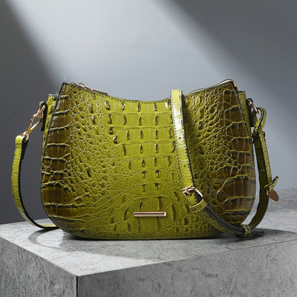 Women' Vintage Crocodile Crossbody Bag Suitable for, & Travel - Handbag with Adjustable Strap, Zipper Closure, Spacious Retro Purse in /, Detachable Shoulder Strap & Textured Crocodile Pattern
