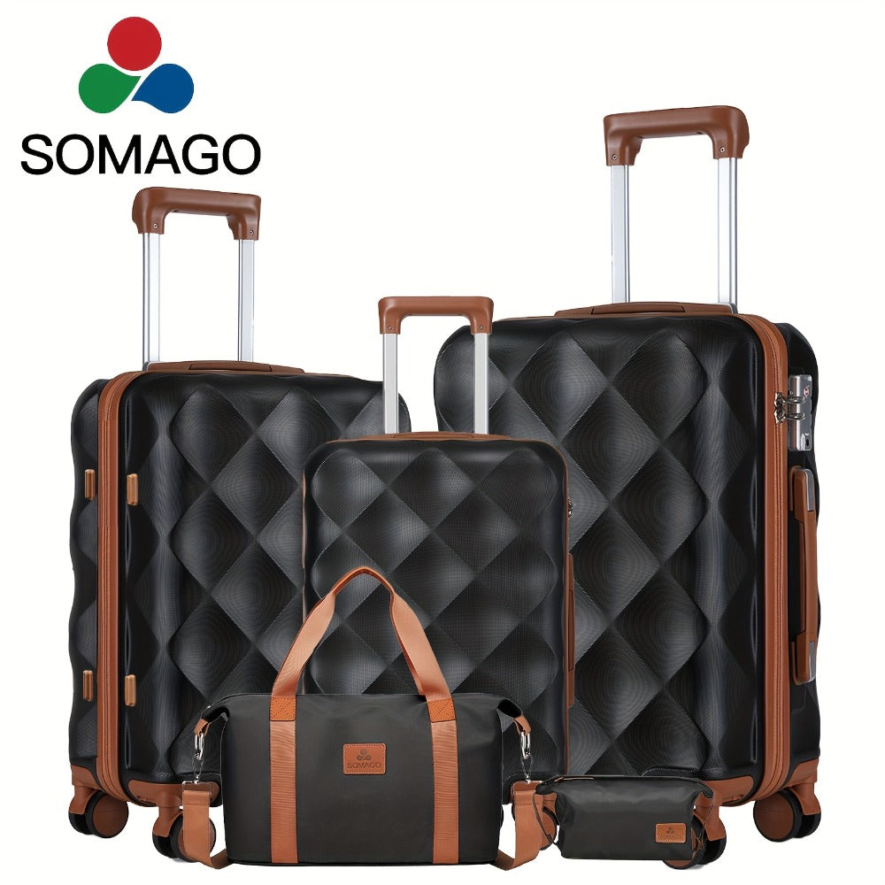 Somago 1/3/5pcs Luggage Sets, 28 Inch/20-24-28 Duffel Bag, 5pcs Suitcases with Wheels, Suitcase Set ABS Hard Case Luggage with TSA Lock Spinner Wheels Durable Travel Luggage with YKK Zipper, for Teenager