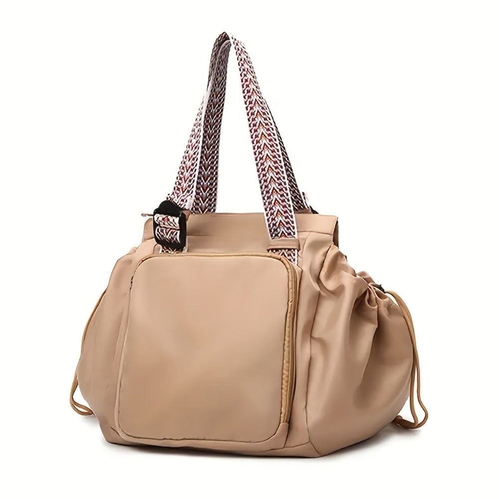 Trendy Style, Fitness Bag with Large Capacity, Expandable Shoulder Tote Bag, Women's Fashionable Backpack Multifunctional Fitness Bag, Multiple Color Options, Blue, Black, Brown, White, Khaki