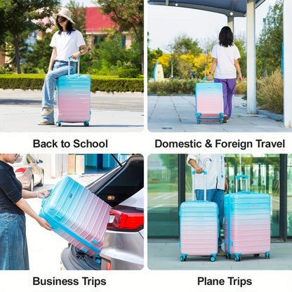 UUH - 4pcs Luggage Set - Sturdy ABS Material Luggage, Smooth Dual Wheels, TSA Certified Locks, 13/20/24/28 Inch Sizes, Gradient Colours, 13 Inch Carry-on Case Included, Ultra-lightweight Design - Perfect for Travelling