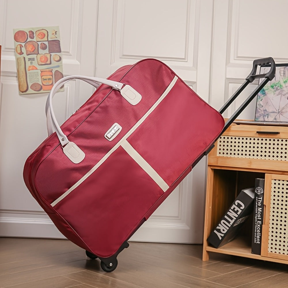 Rolling Duffel Bag Women Large Capacity Lightweight Travel Tote Carry On Luggage with Wheels Foldable Weekender Bag for Students Short Trips Christmas Gifts