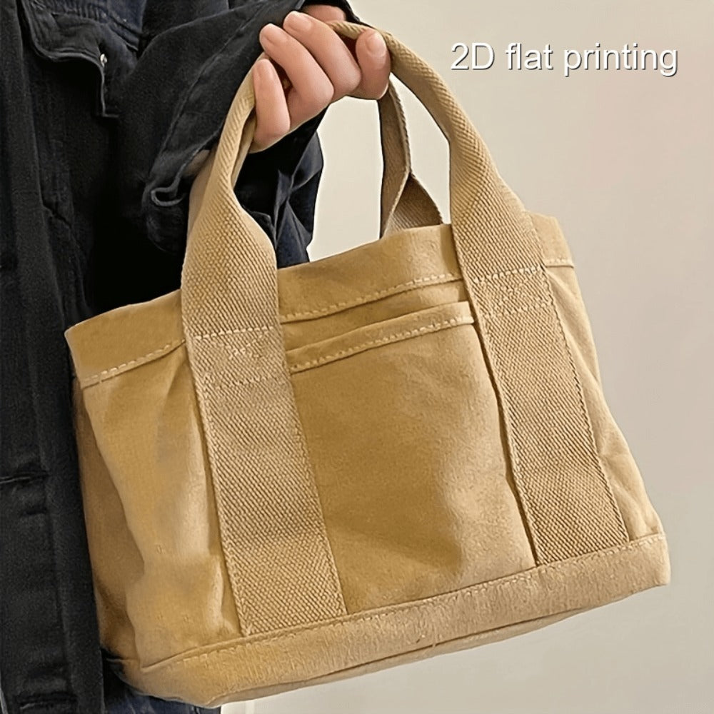 1pc Neutral Large-capacity Tote Bag: Heavy-duty Beige Double-handle Handbag, Spacious Work Bag, Suitable for Commuting, Traveling, Office, School - Simple, Professional, Casual And Multi-functional Handbag, Durable Carry-on Luggage Bag
