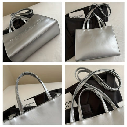 PU Textured Large Capacity Tote Bag, New Women'S Fashionable Tote Bag, Retro Commuting Shoulder Bag, with 'TOE BAG' Embossed Design Crossbody Bag, Very Suitable for Work, Business, Commuting, Durable And Easy to Carry