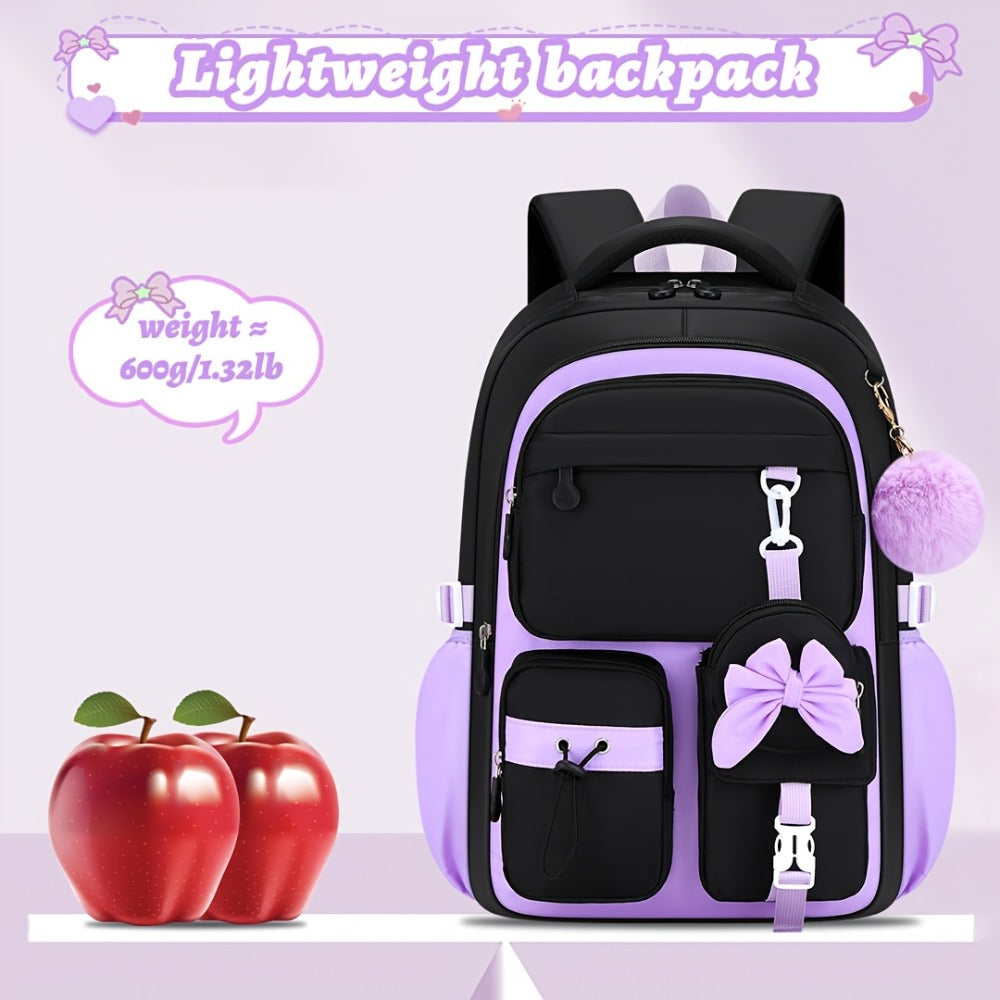 Set of 3 Bow Bags - Spacious School Backpack with Tablet Pocket, Lightweight Teen Laptop Bag Ideal for Travel, Gifts for Birthdays/Christmas, Back-To-School And Everyday Use, for Teens, for Teenager, For Teenager