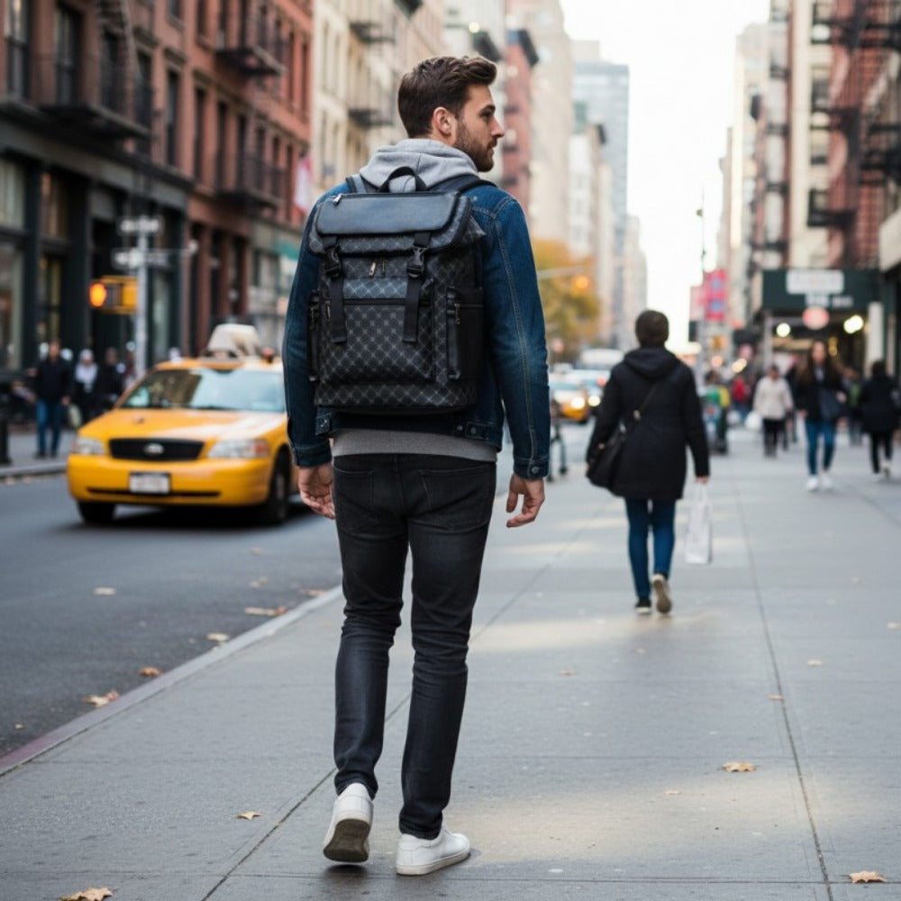 Laptop Backpack – PU Leather, Large Capacity, for Travel & Work | Bag Vero – detail view 2