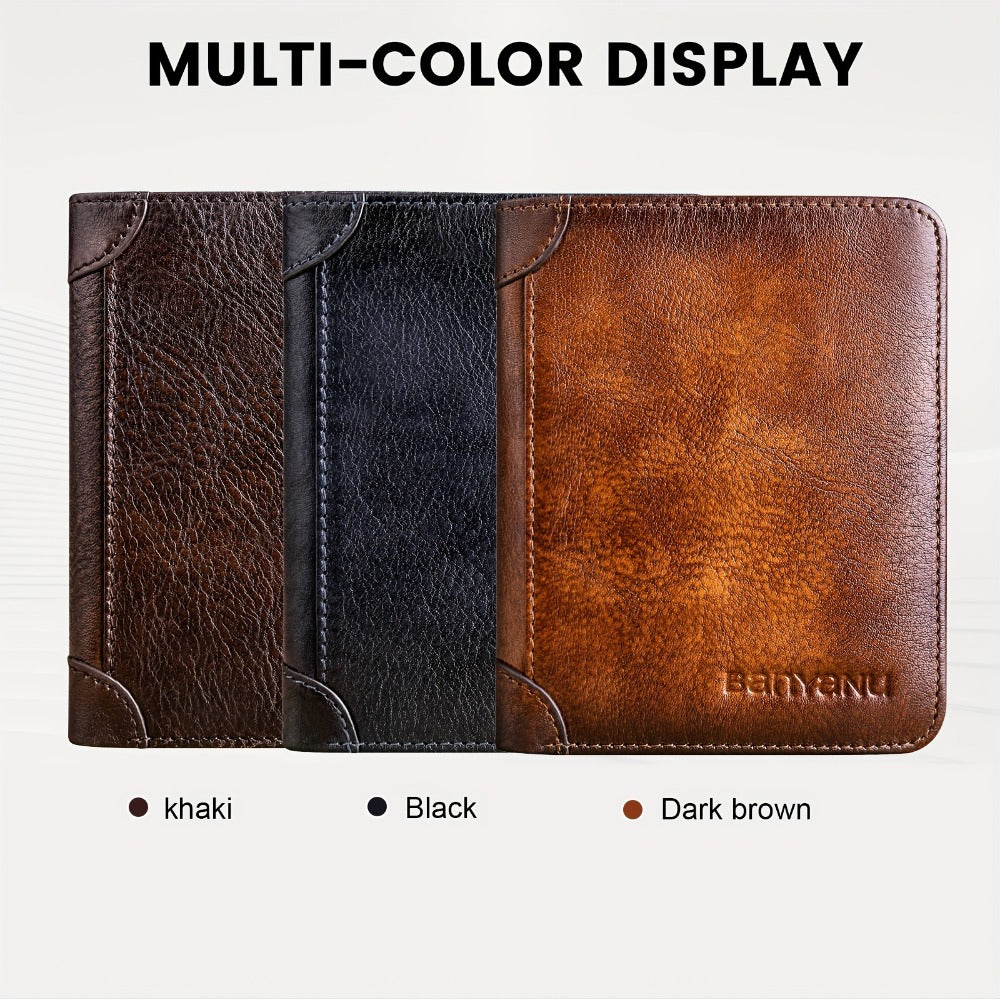 BANYANU Premium RFID Blocking Wallet For Men, Billeteras De Hombre, Minimalist Bifold/Trifold Design, Slim Card Holder For Travel, Shopping, Birthday, Father'S Day Gift