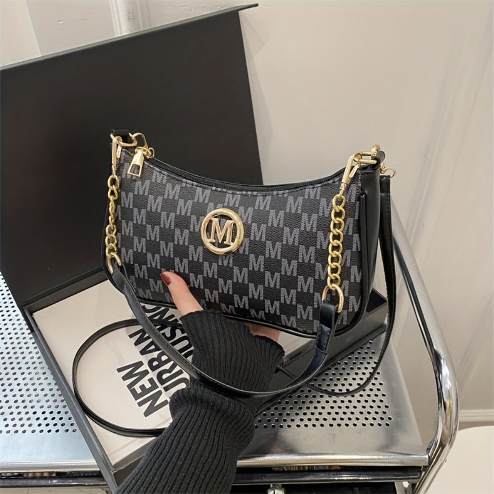 Ladies' Small Bags, Armpit Shoulder Bags, New Trendy Fashion Single Shoulder Bags, Hand-held Bags, Crossbody Bags, Autumn And Winter Styles, Retro Printed Trendy Simple Bags, Women's Metal High-end Texture Handbags, Crossbody Bags, Holiday Gifts