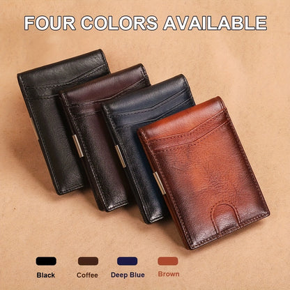 CIEPHIA Genuine Leather RFID Blocking Wallet - Slim Retro Bifold with Front Pocket & for id Slot, 12-Card Holder Suitable for ID, Credit Cards, Cash, Driver' License Holder, Minimalist Gift for Everyday Carry