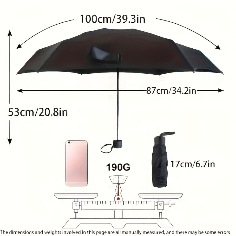Small Sun Umbrella, Travel Umbrella, Compact Ultra Lightweight Portable Waterproof Folding Umbrella With 6 Reinforced Ribs For Enhanced Sunlight And UV Protection, Suitable For Both Sunny And Rainy Days With Casual, Minimalist And Stylish Design.