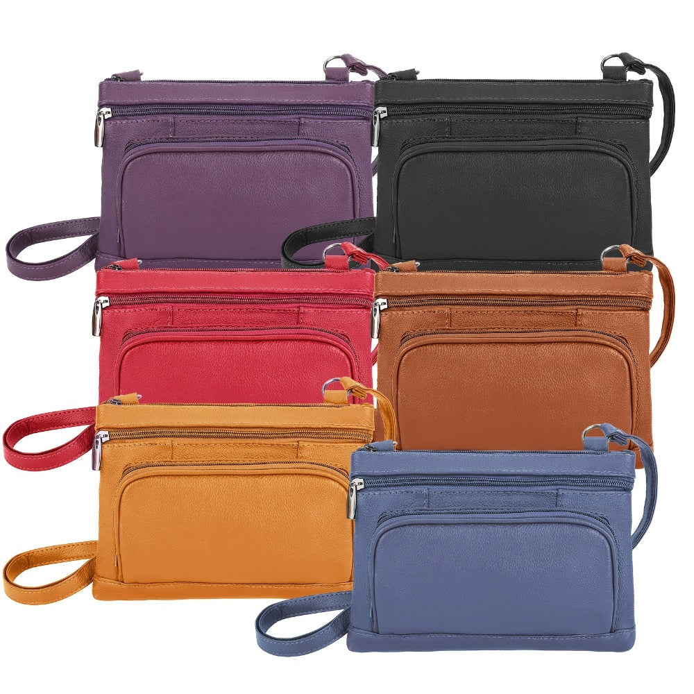 Genuine Leather Horizontal Crossbody Bag Multifunctional Coin And Mobile Phone Storage Bag