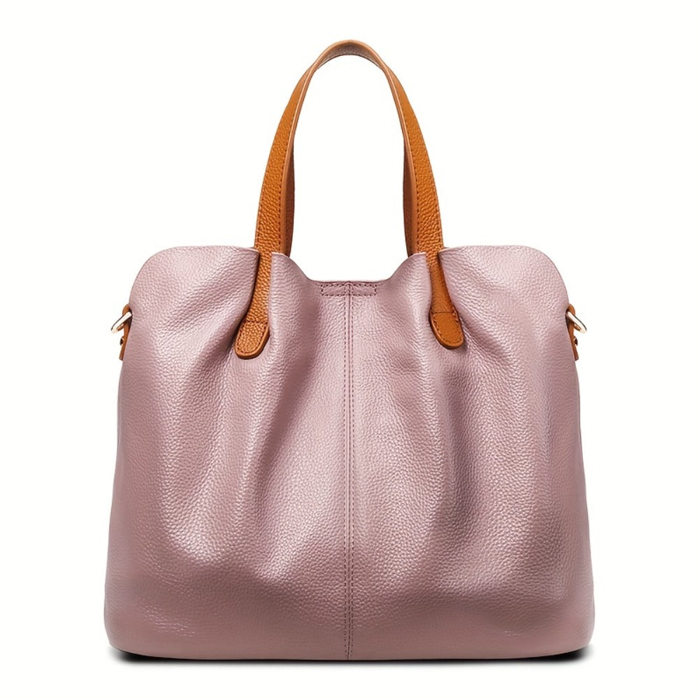 Women's Genuine Leather Tote & Crossbody Bag - Large Cowhide Handbag with Wrist Strap, Full-Grade Head Layer Cowhide Suitable for, Travel, Everyday - Oil Genuine Leather Bag