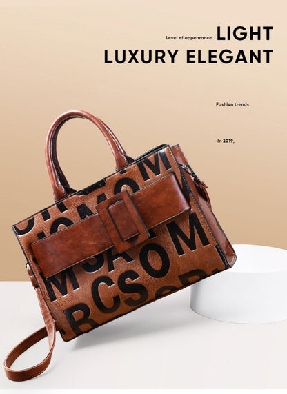 3pcs Women's Monogram Embossed Set, Large Capacity Tote Set, Removable Diagonal Strap